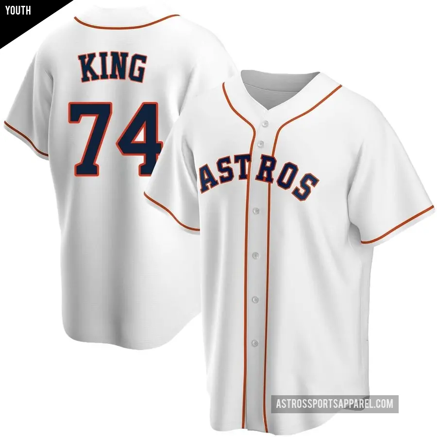 Youth Houston Astros ＃74 Bryan King Replica White Home Jersey